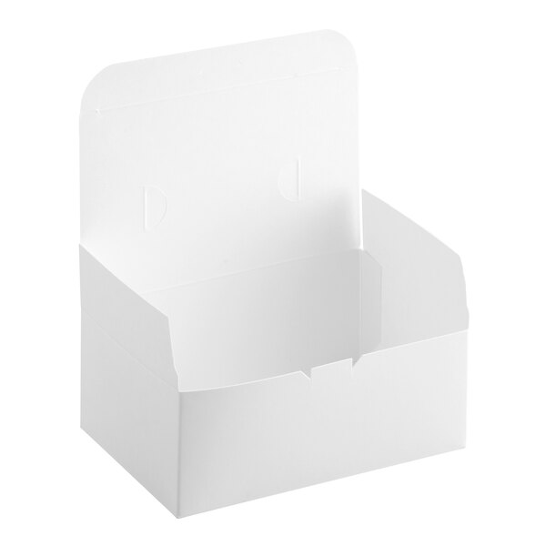 A white customizable take out lunch or chicken box with a tuck top.