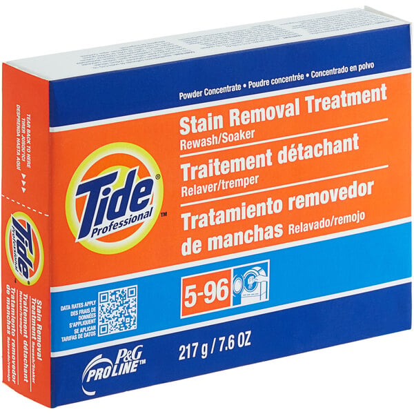 A box of Tide Professional Stain Removal Treatment powder.