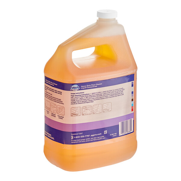A jug of Dawn Professional Heavy Duty Floor Cleaner with an orange label.