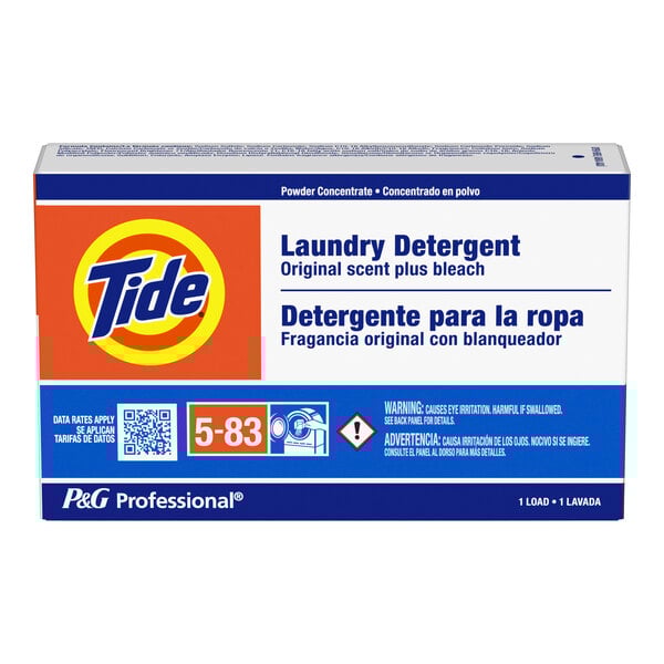 A white Tide Professional box of laundry detergent with a label.