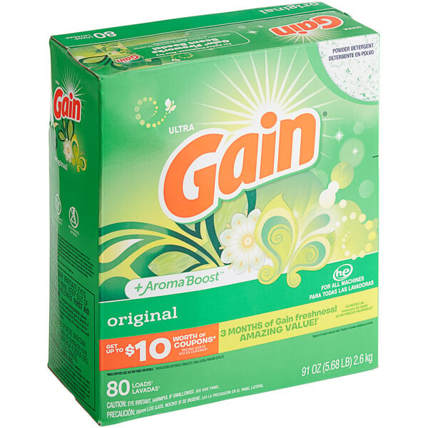 A case of 3 boxes of Gain Original Powder Laundry Detergent.