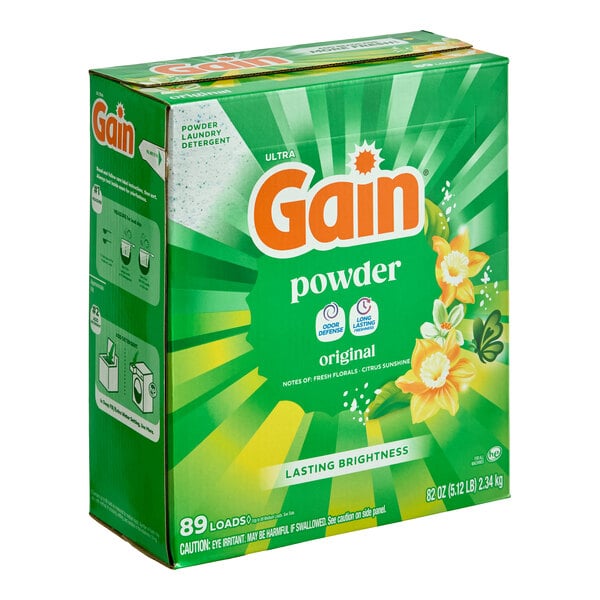 A box of Gain original powder laundry detergent.