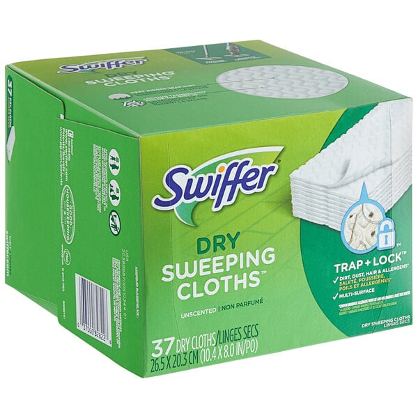 A box of 4 cases of Swiffer Sweeper dry multi-surface sweeping cloths.