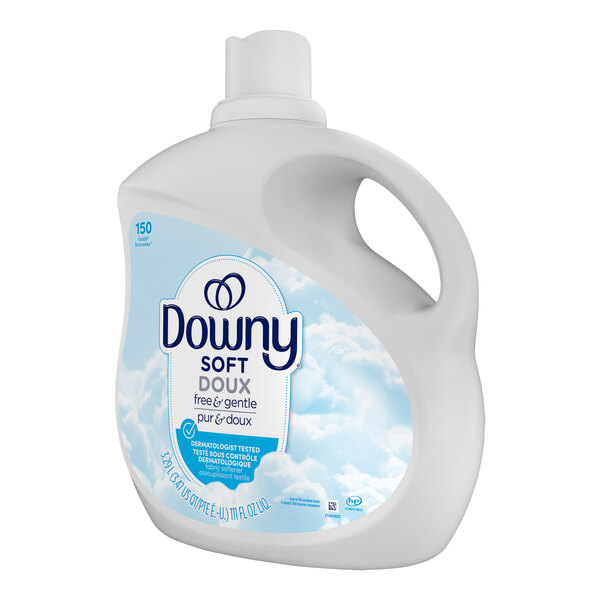 A white bottle of Downy Ultra Free & Gentle Liquid Fabric Conditioner with a blue label and white text.
