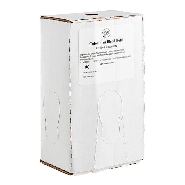 A white Ellis Bag in Box with a white label.