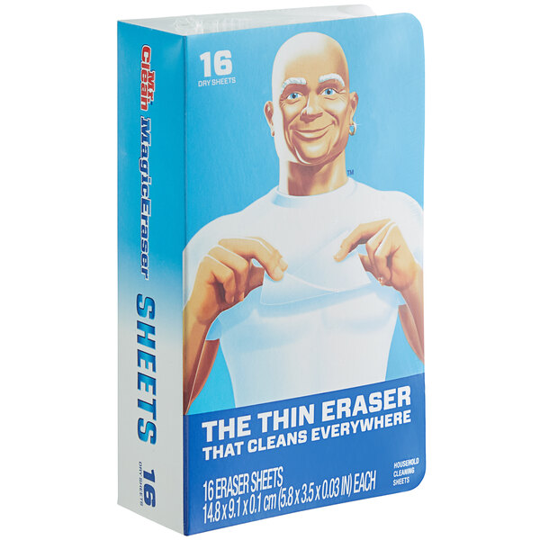 A box of 16 Mr. Clean Magic Eraser sheets.