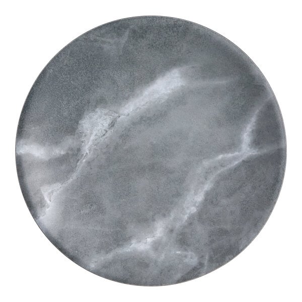 An American Metalcraft grey marble melamine plate with white veins.