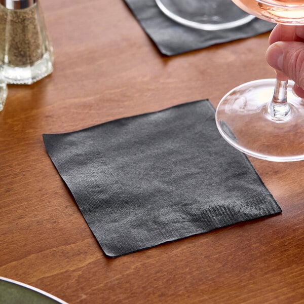 Choice Black 1-Ply Beverage / Cocktail Napkin - 4,000/Case