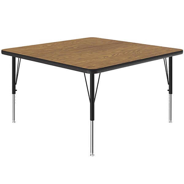 A square Correll activity table with black metal legs.