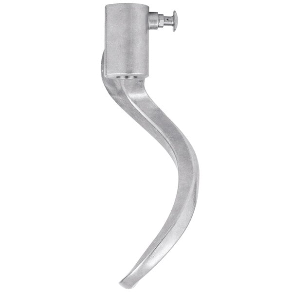 A Hobart Legacy aluminum dough hook with a screw on the end.