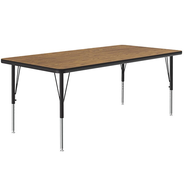 A Correll rectangular activity table with black metal legs.