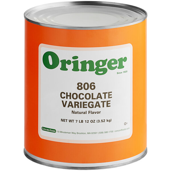 An Oringer #10 can of chocolate variegated liquid.