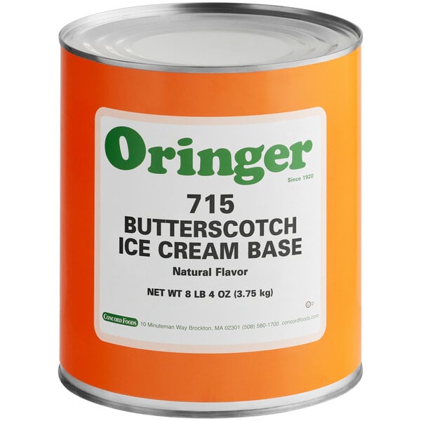 A white #10 can of Oringer Butterscotch Hard Serve Ice Cream Base.