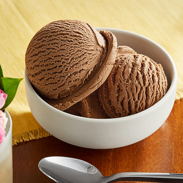 A bowl of Oringer chocolate ice cream flavoring served in a bowl.