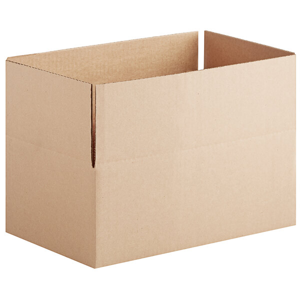 A brown cardboard box with a cut out.