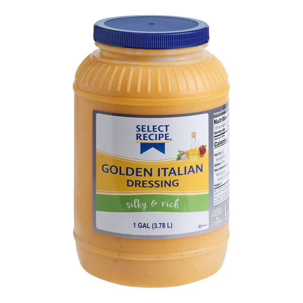 A 1-gallon container of Select Recipe Golden Italian Dressing.