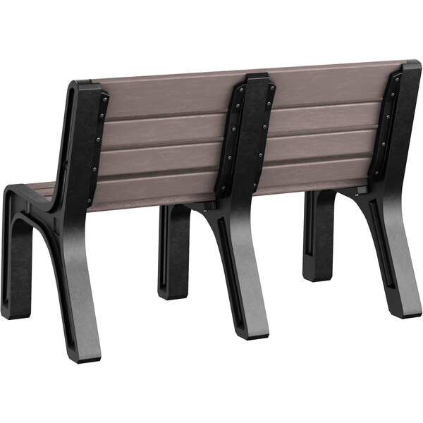 A brown MasonWays Malibu bench with black legs and a backrest.
