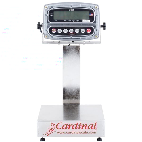 A Cardinal Detecto digital bench scale with a tower display.