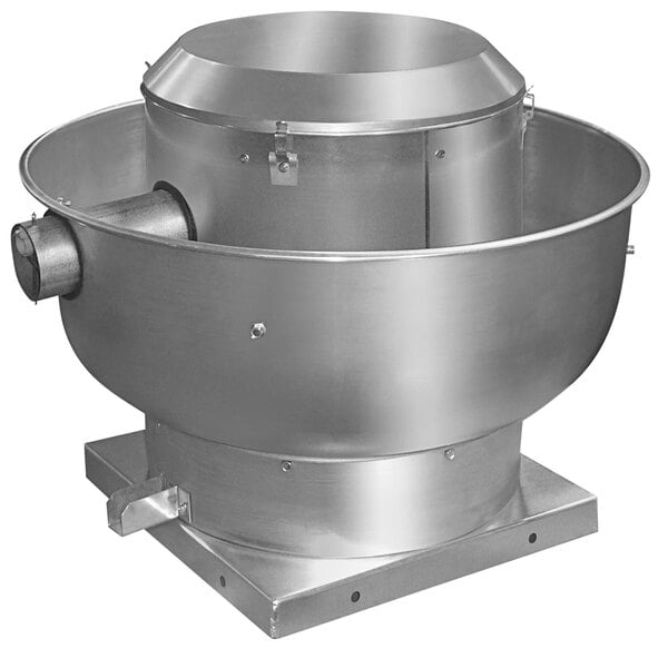 A large metal industrial exhaust fan with a round lid.