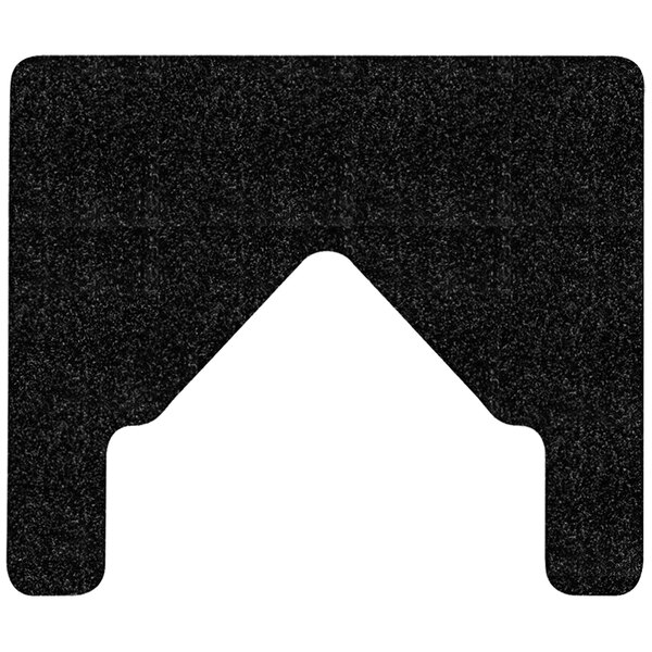 A black rectangular WizKid urinal mat with a bull nose design on it.