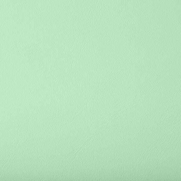 A close up of a seafoam vinyl seat for a Lancaster Table & Seating wood bar stool.