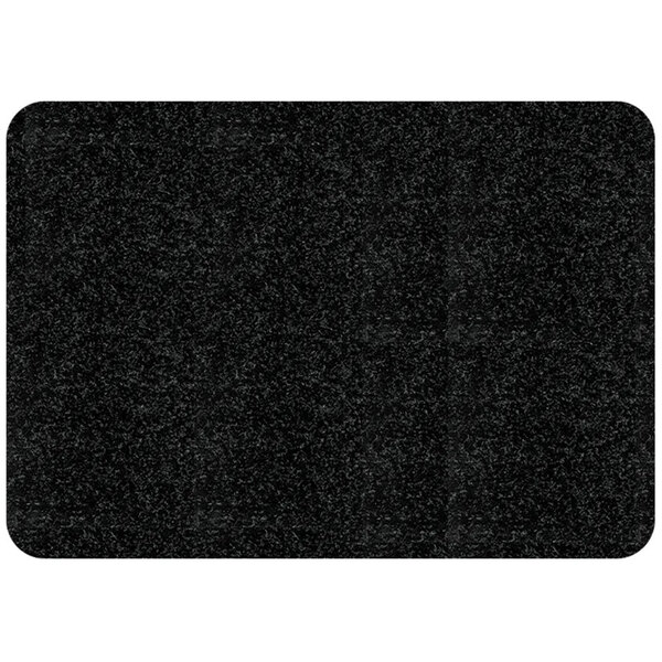 A black rectangular WizKid restroom mat with white specks.