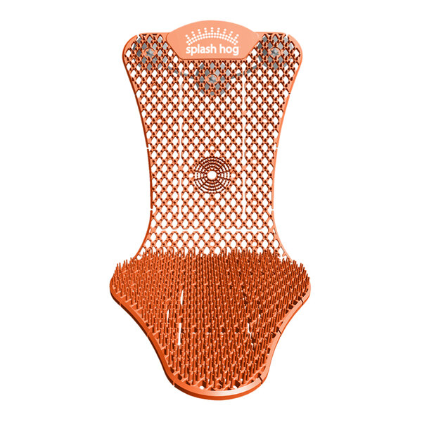 A WizKid Splash Hog urinal screen with a mango pattern on a white background.