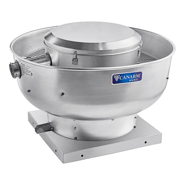 A large round metal Canarm exhauster with a round lid.
