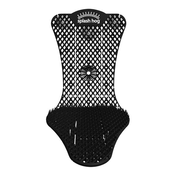 A black WizKid urinal screen with a round design on a white background.