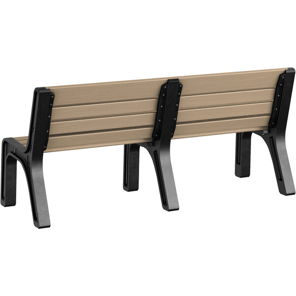 A MasonWays Cedar Malibu-Style bench with black legs.
