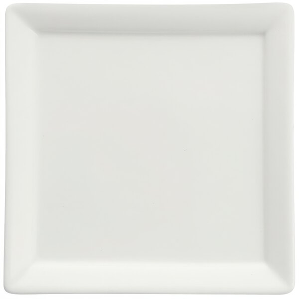 A white square Fortessa Tavola porcelain plate with a square edge.