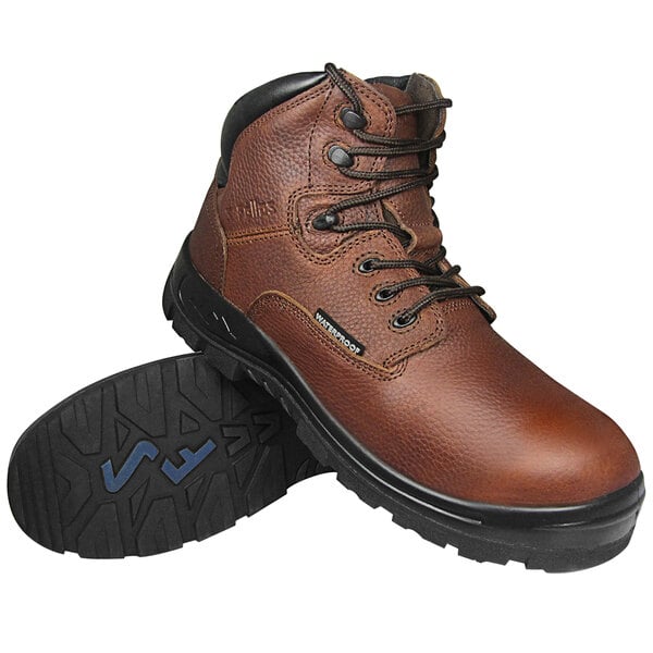 A brown Genuine Grip Poseidon work boot with black soles.