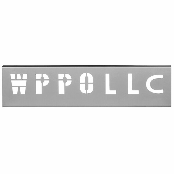 A white rectangular metal plate with "WPPO" in white letters.