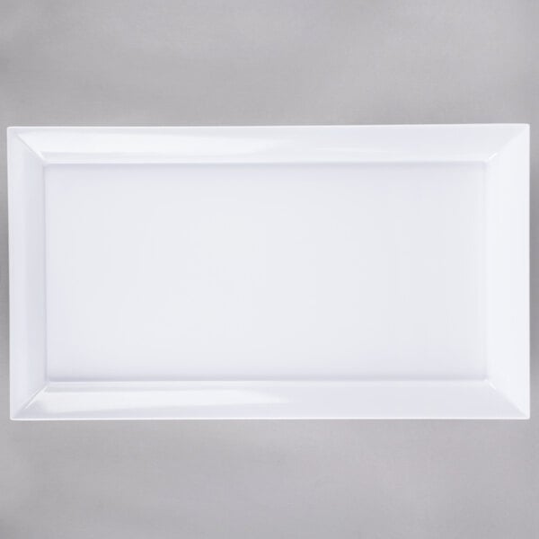 A white rectangular tray with a white border.