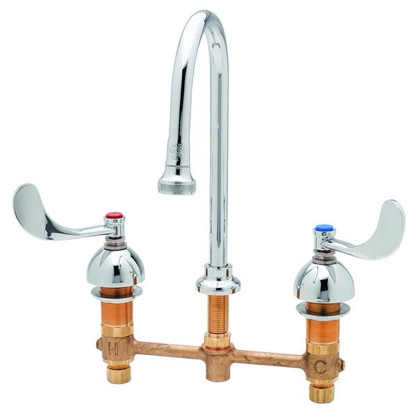 A T&S medical lavatory faucet with 4 wrist action handles.