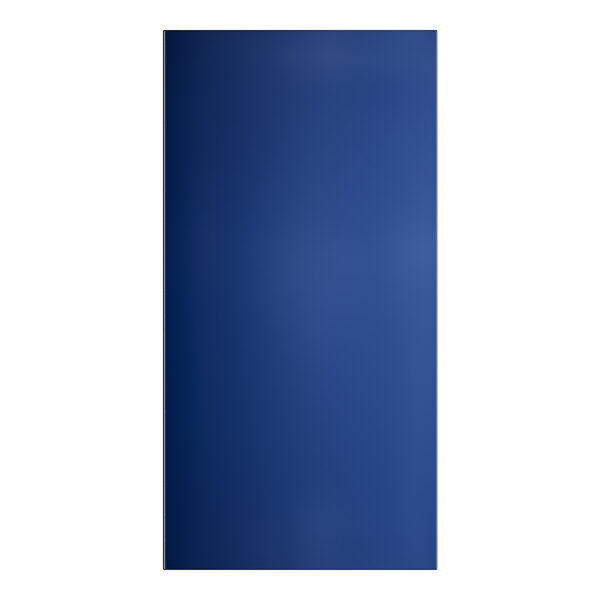 A blue rectangular table with a white background.