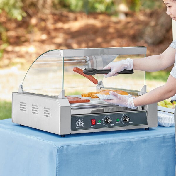 11 Roller Hot Dog Machine with Tempered Glass Cover – Countertop