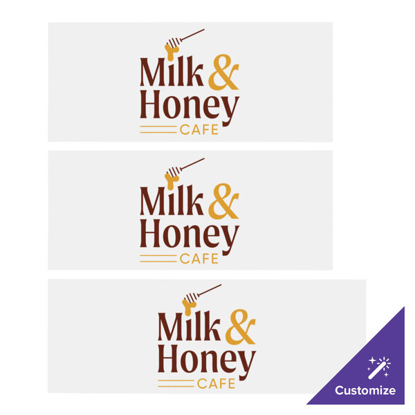 A white decal set with the Milk and Honey Cafe logo and text.