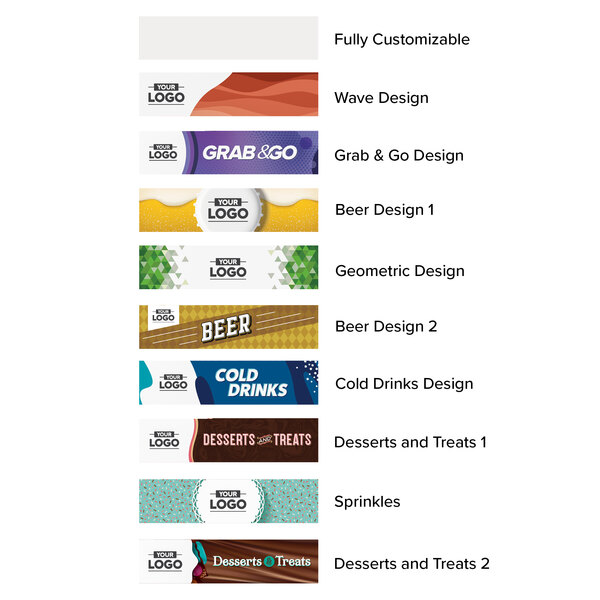 A white Avantco sign panel with different colored rectangles.