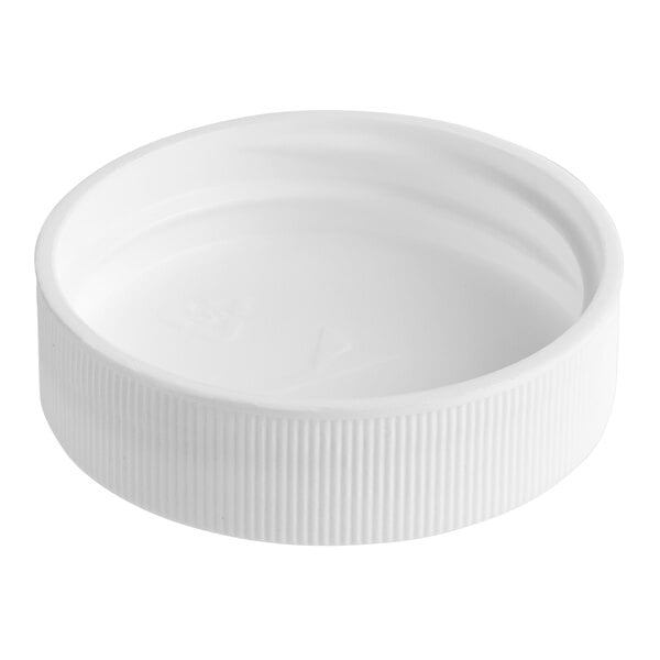 A 38/400 white plastic bottle cap with ribbed edges.