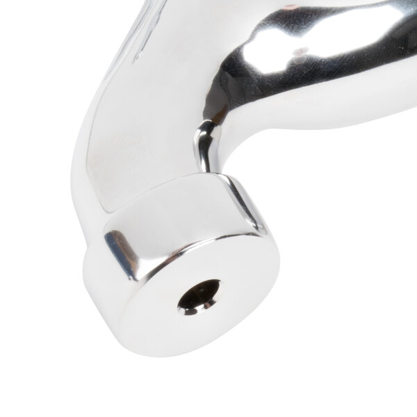 A T&S chrome mop sink faucet with 4 arm handle and blue index.