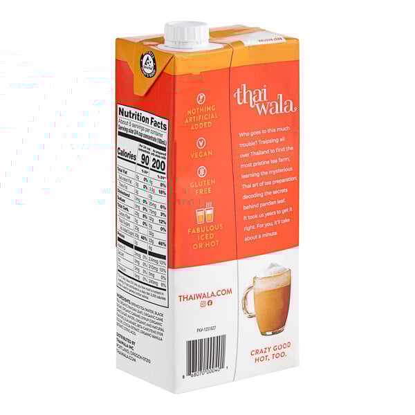 A carton of Thaiwala Original Thai Tea concentrate with a label.