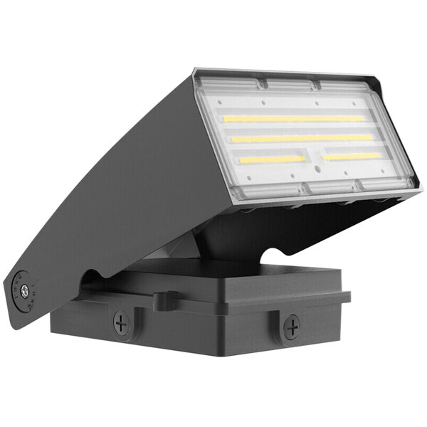An Eiko 75W LED wall light with a white cover over a black fixture.