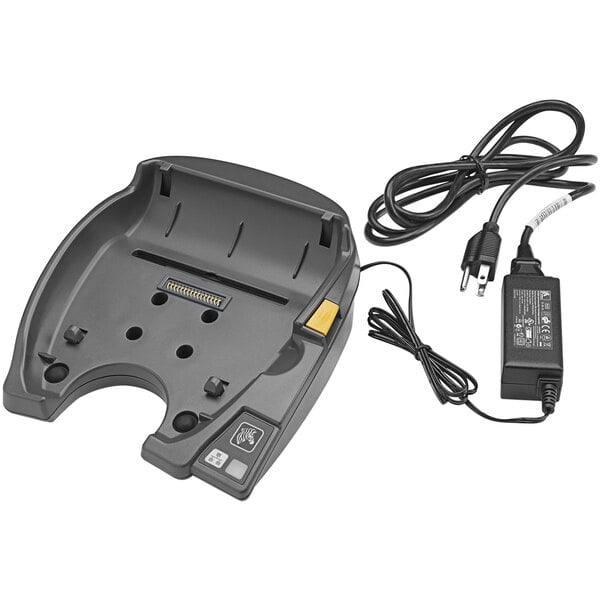 A Zebra black corded charger with a power cord.