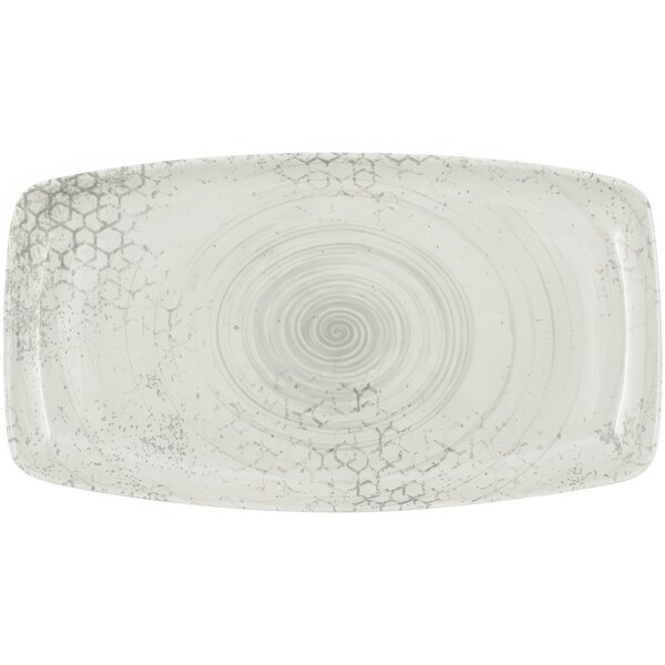 A white rectangular Bauscher by BauscherHepp Smart Minea platter with a swirl pattern.
