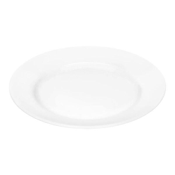 Bauscher Bistro 8 5/16" Porcelain Bright White Wide Rim Flat Plate - 12/Case