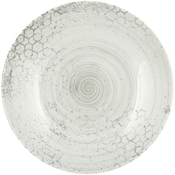 A white Bauscher porcelain plate with a swirl design.