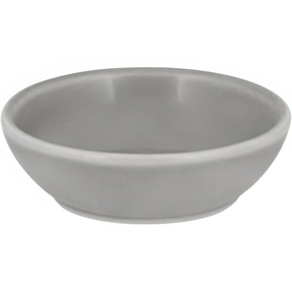 A Bauscher Scope porcelain bowl in grey on a white background.
