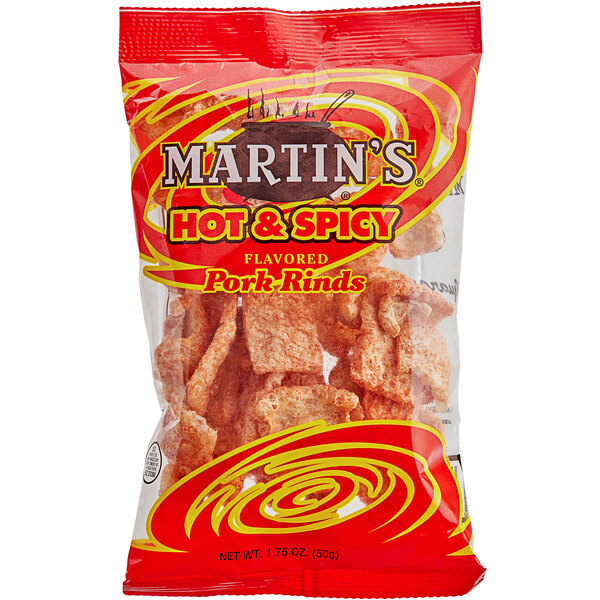 A Martin's Bag of Hot & Spicy Pork Rinds.