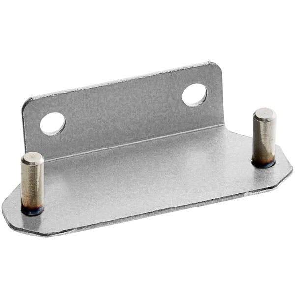 A metal bracket with two holes on it.